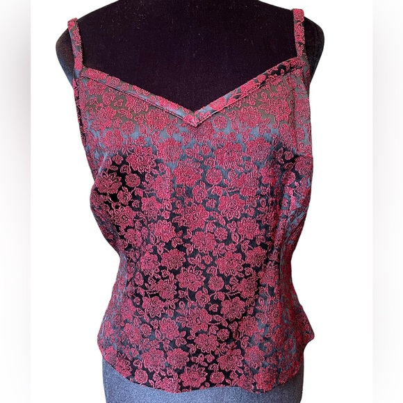 de collection Tops - DD Collection Vintage 90s Red Black Whimsygoth Witchy Vampy Cropped Floral Top